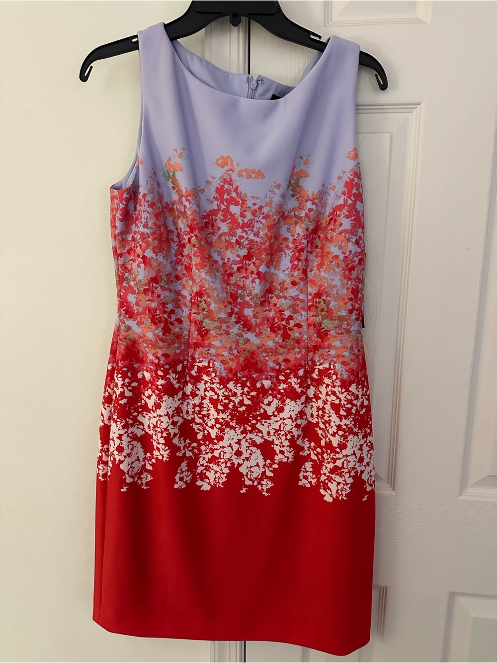 Tahari Lavender and Red Floral-Gradient Midi Dress